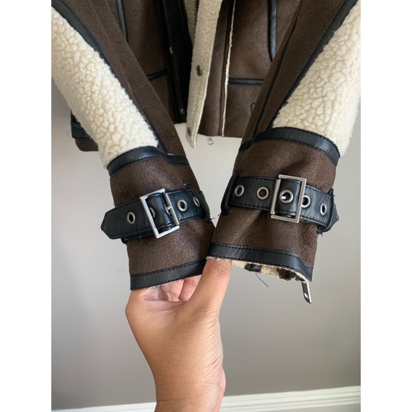 Walter Baker Renee Brown Leather Shearling Jacket - Picture 5 of 11